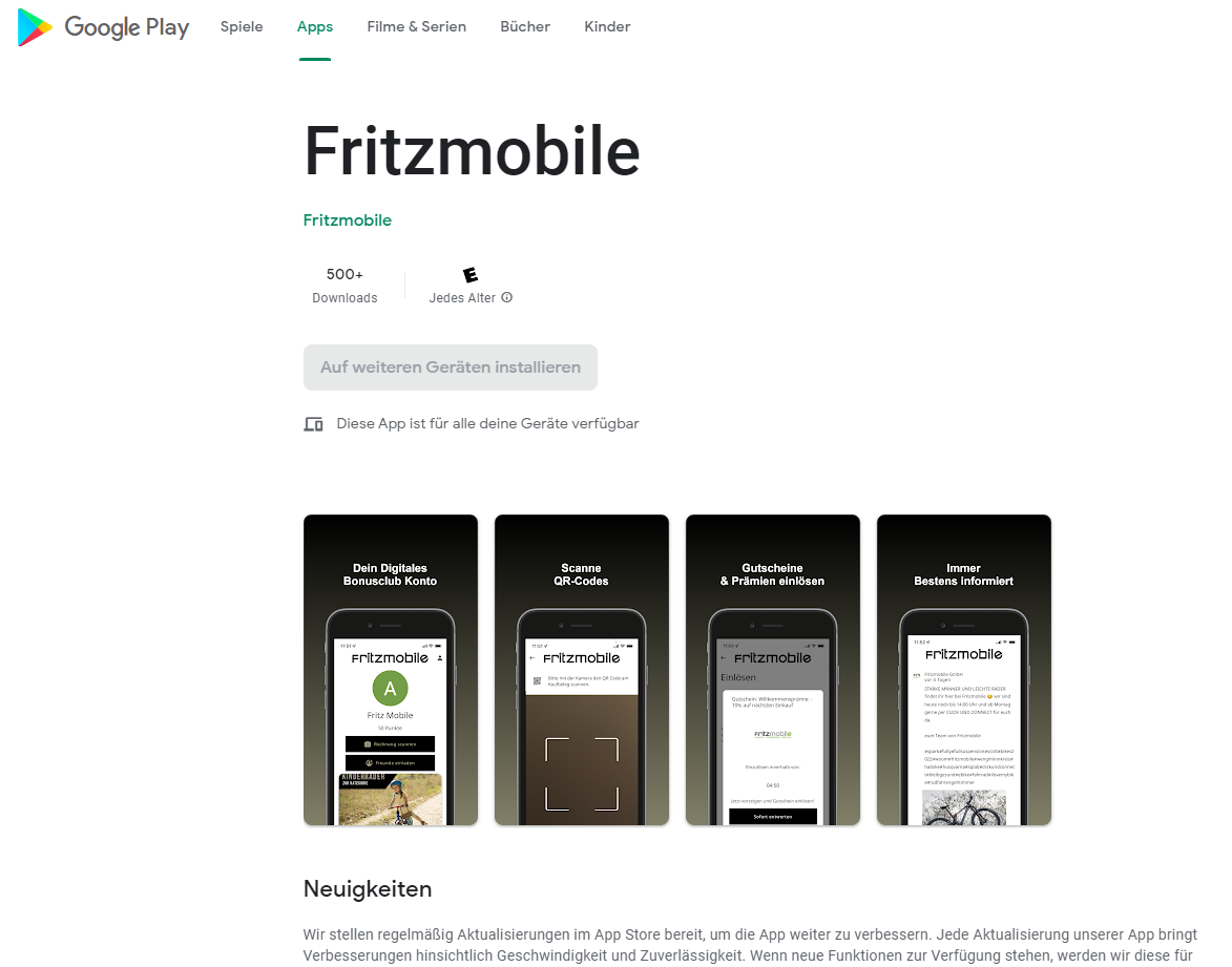Download für die Fritzmobile App im Playstore und AppleStore – Hol Dir jetzt die App für Zugriff auf E-Bikes und mehr